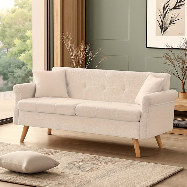 Loveseat Sofa, Boucle Small Sofa For Living Room, Bedroom, Office