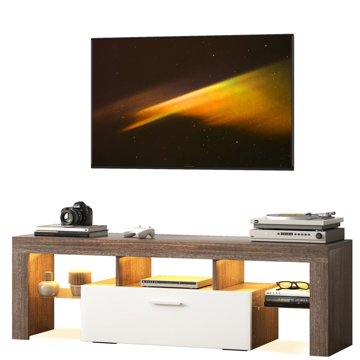 Farmhouse LED TV Stand for 50\u002F55\u002F65\u002F70\u002F75\