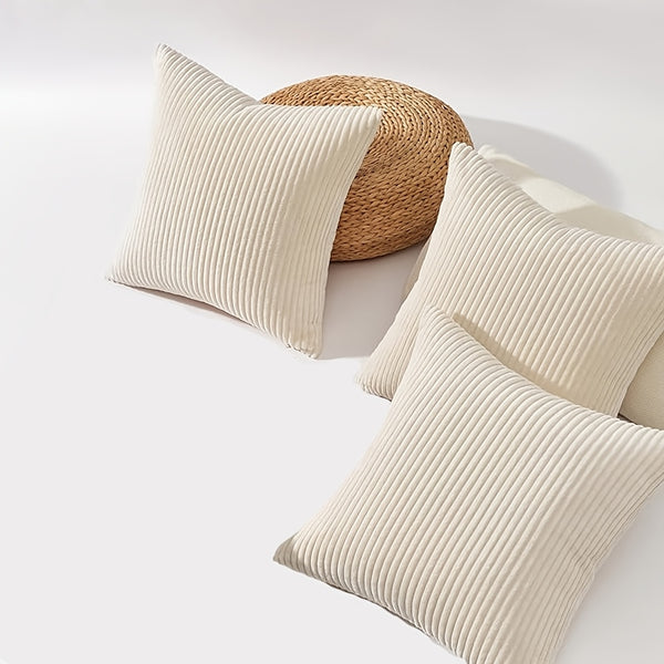 3pcs Bocwre Soft Velvet Bohemian Striped Pillow Covers - Double-Sided Reversible Decorative Cushion Covers with Zipper Closure