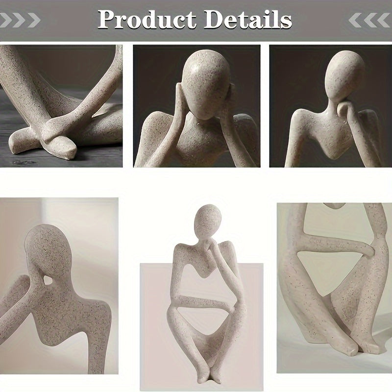 3pcs Abstract Thinker Resin Sculpture Set - Contemporary Art Figurines