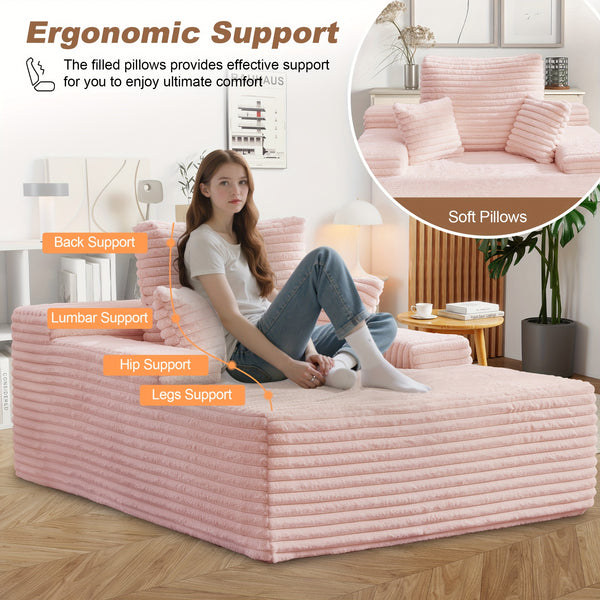 Living Room Furniture, Living Room Sofa Bed, Three Pillows, Comfortable Corduroy Fluffy Sofa, Sponge Sofa