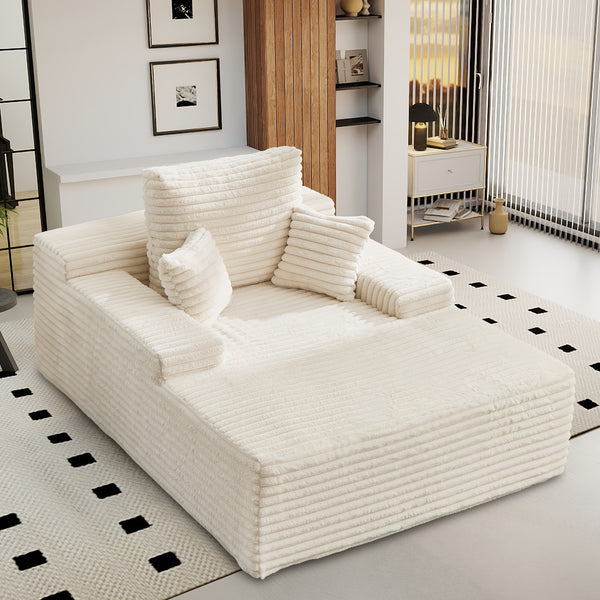 Living Room Furniture, Living Room Sofa Bed, Three Pillows, Comfortable Corduroy Fluffy Sofa, Sponge Sofa