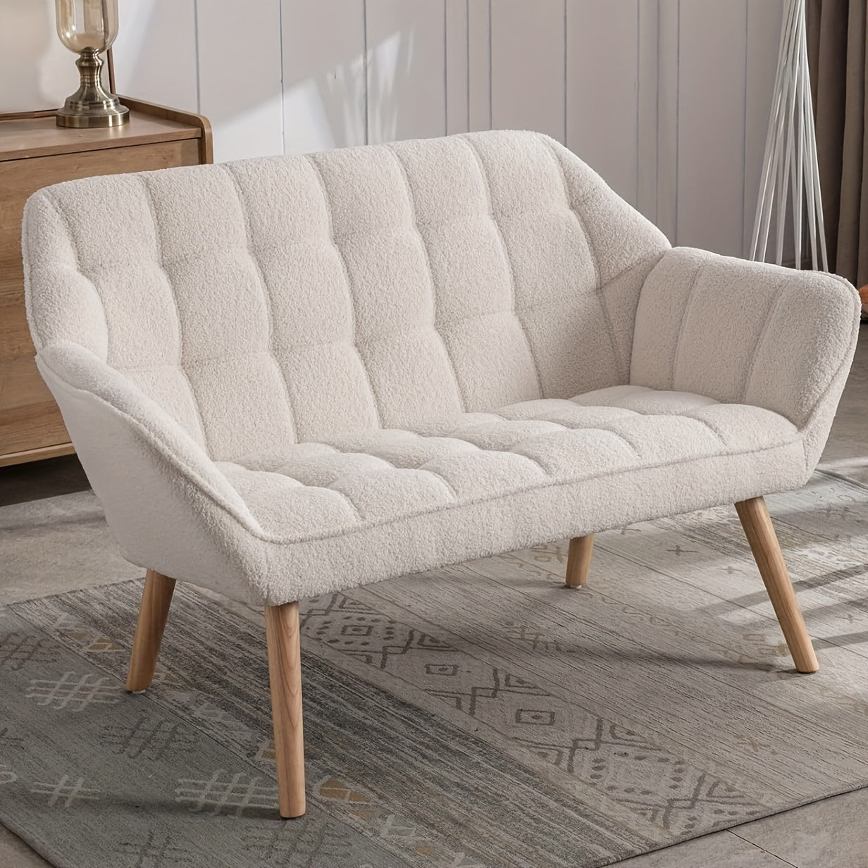 1pc Guyou Small Loveseat for Bedroom 2-Seat Mini Sofa Couch with Wingback